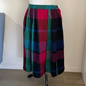 JG vintage midi plaid wool blend skirt